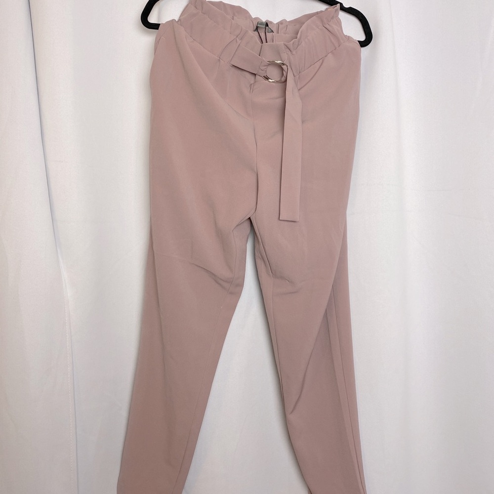 High waisted paper bag trouser pants